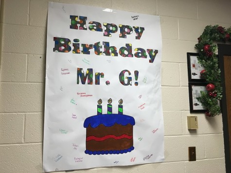 Project management students made a signed poster for Mr. G's birthday.